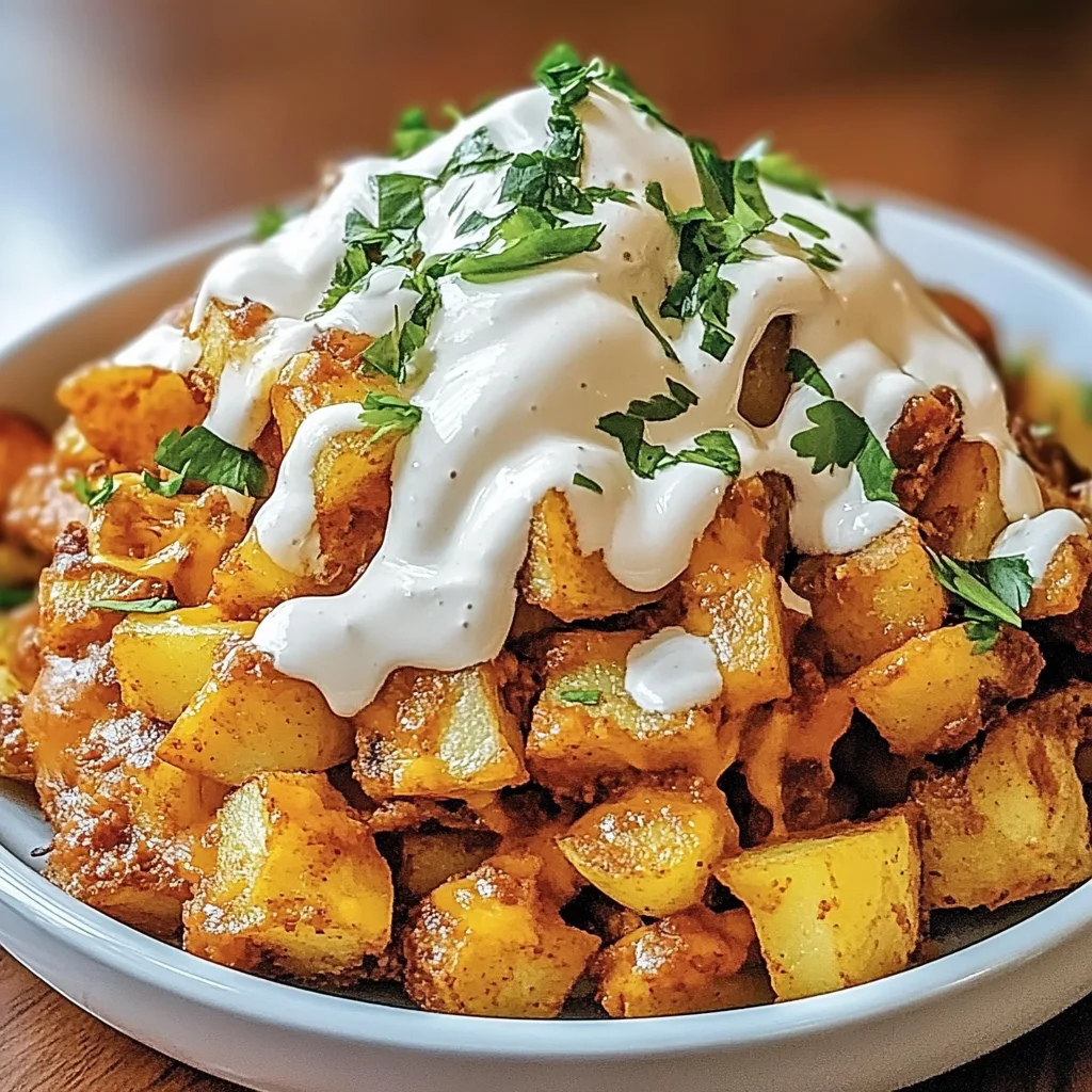 Recipe preparation for Cheesy Fiesta Potatoes Taco Bell