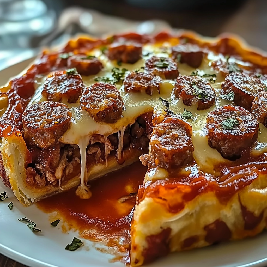 Recipe preparation for Deep Hamburger Sausage Pie