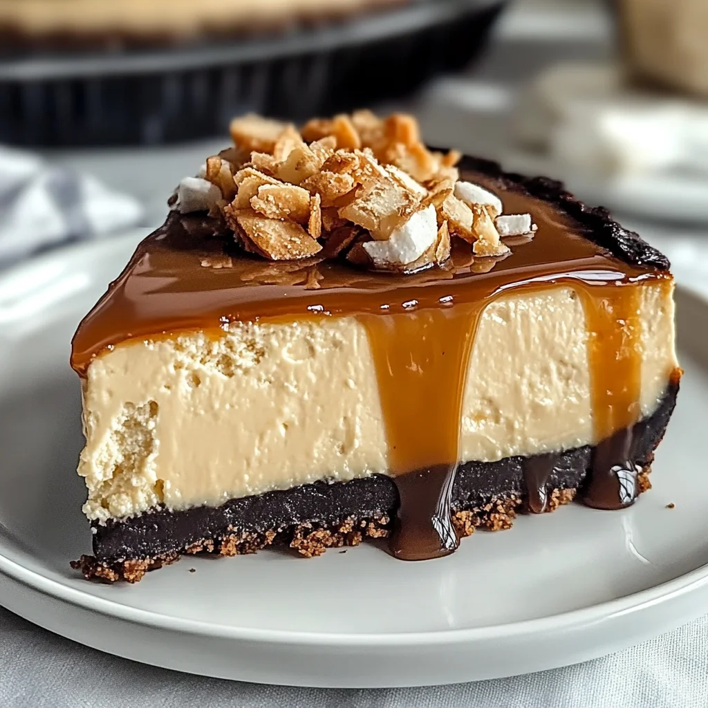 Recipe preparation for Samoa Cheesecake with Coconut Caramel