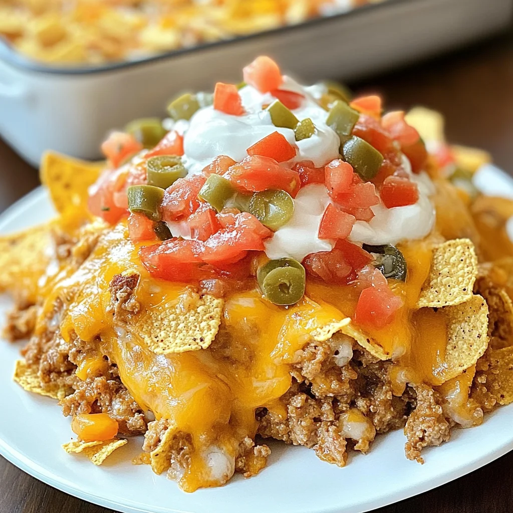 Recipe preparation for Dorito Cheese Beef Casserole