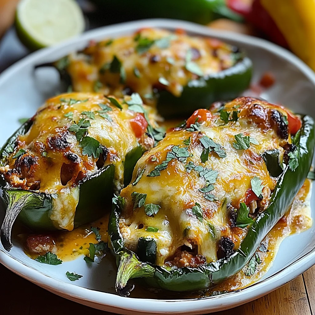 Recipe preparation for Chicken Stuffed Poblano Peppers