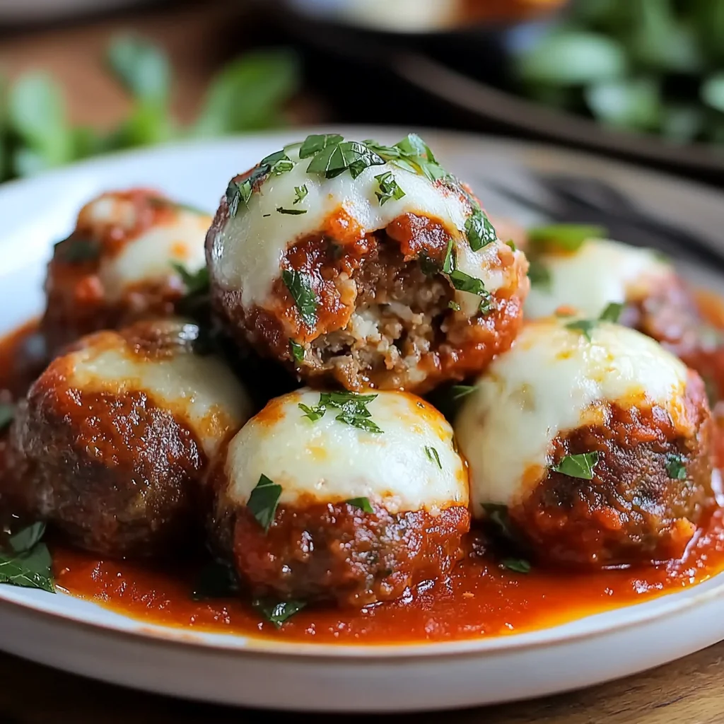 Recipe preparation for Mozzarella Stuffed Meatballs