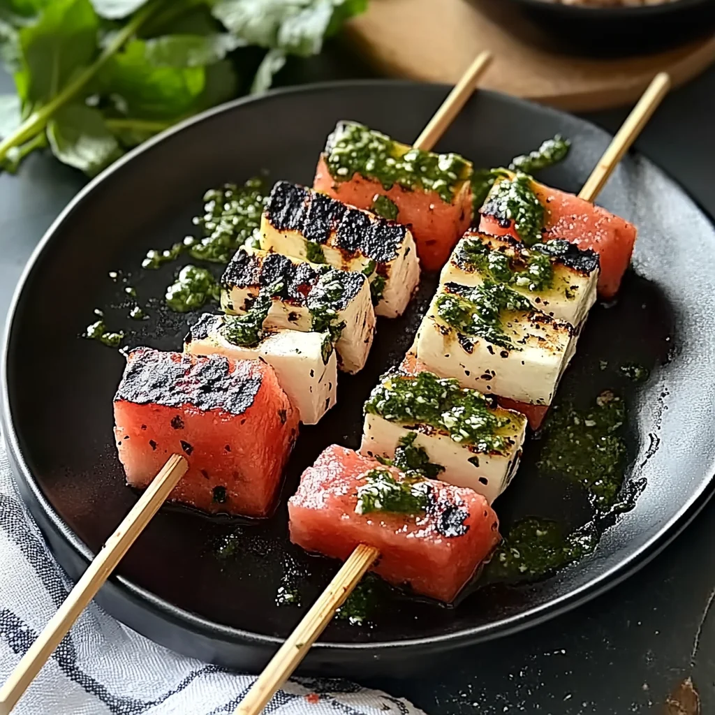 Recipe preparation for Watermelon-Feta Skewers