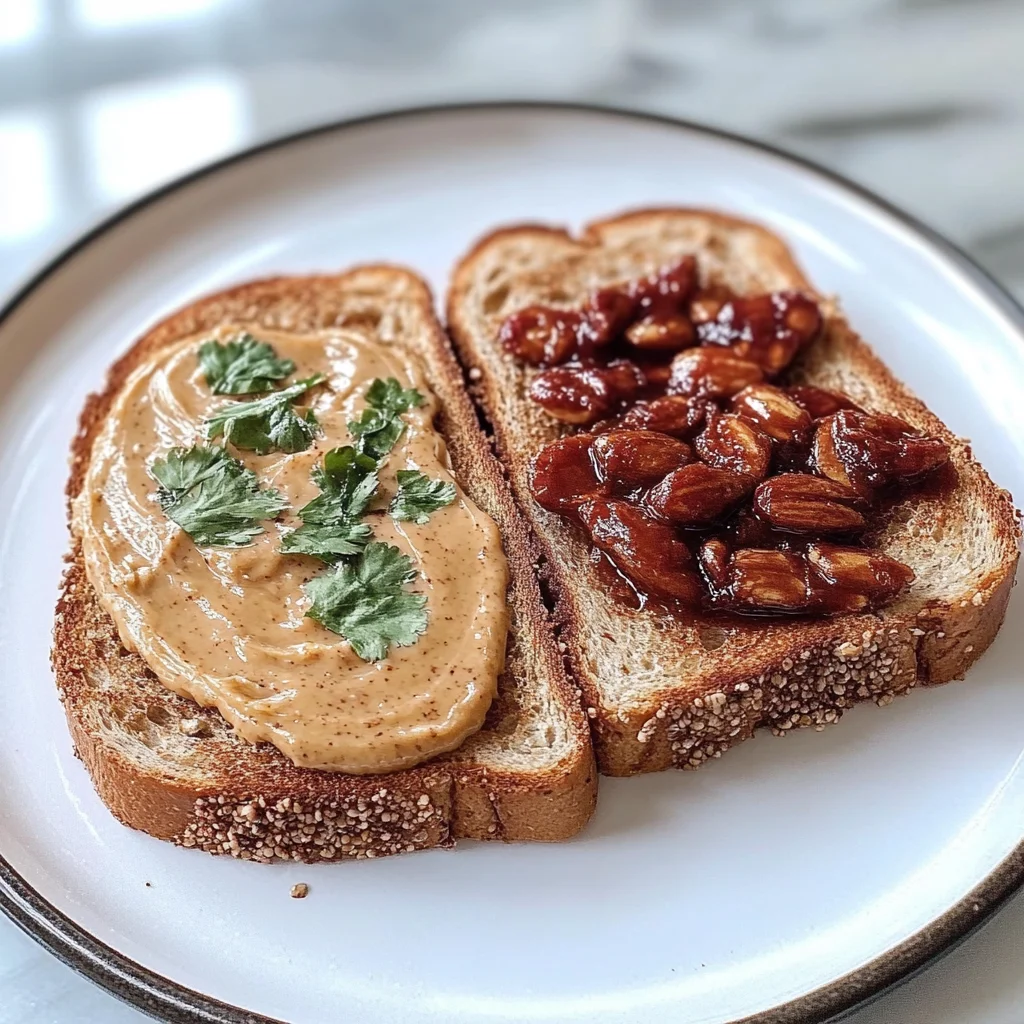 Recipe preparation for Wholegrain toast with almond butter