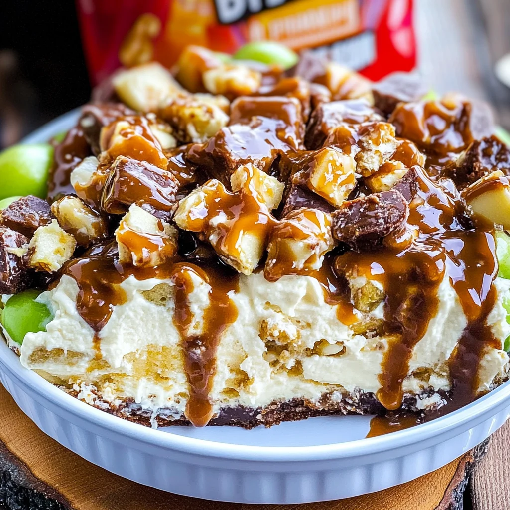 Recipe preparation for Delicious Caramel Apple Snickers Salad Recipe