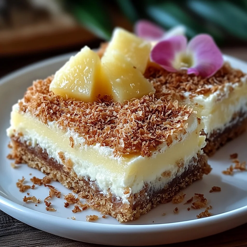 Recipe preparation for Pineapple Coconut Cheesecake Bars