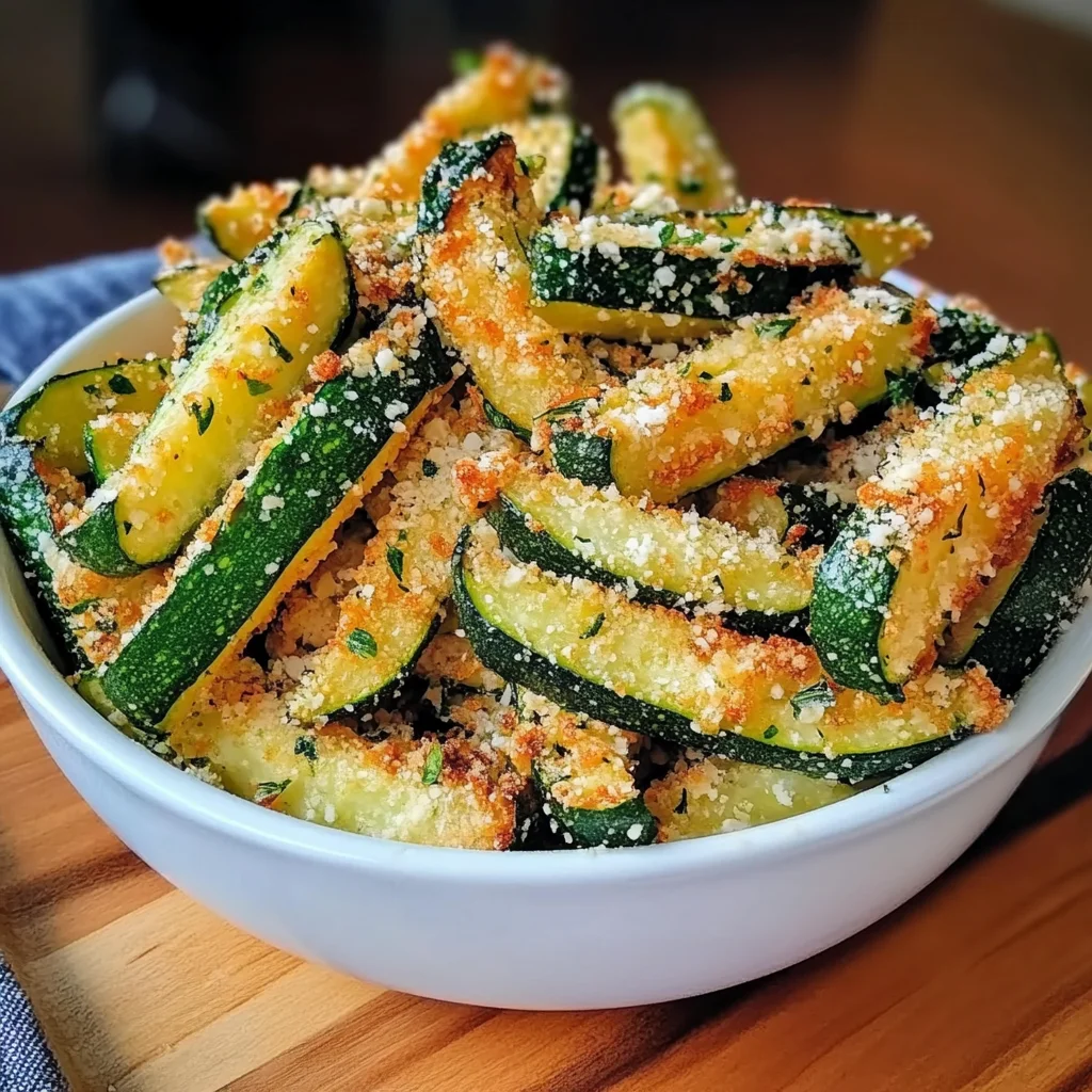 Recipe preparation for Crispy Parmesan Garlic Zucchini Fries