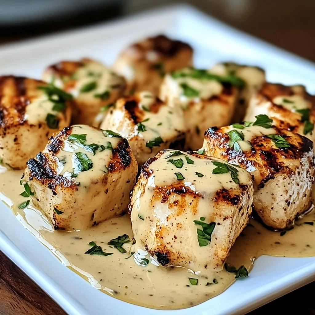 Recipe preparation for Grilled Chicken Creamy Garlic Sauce