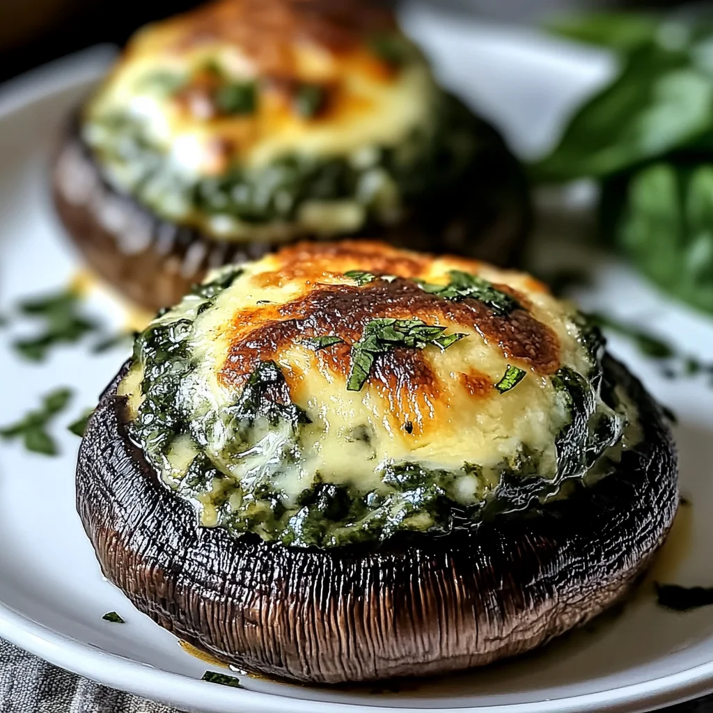 Recipe preparation for Spinach Cheese Stuffed Portobello