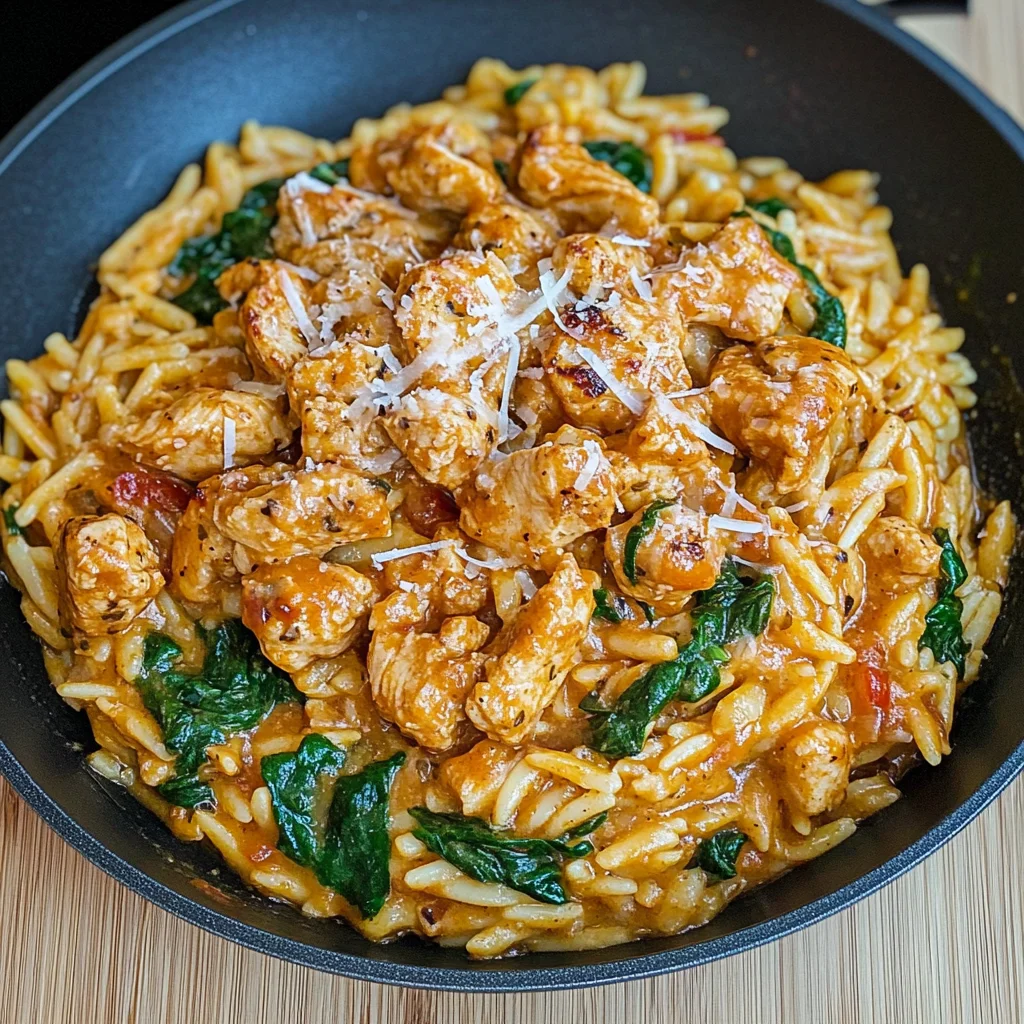 Recipe preparation for Marry Me Chicken Orzo Recipe