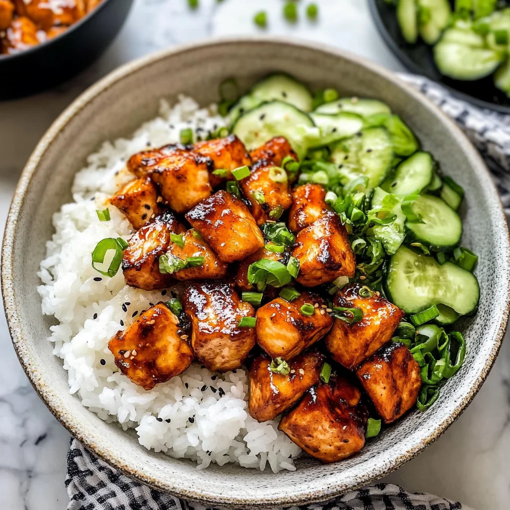 Recipe preparation for Salmon and Rice Bowl
