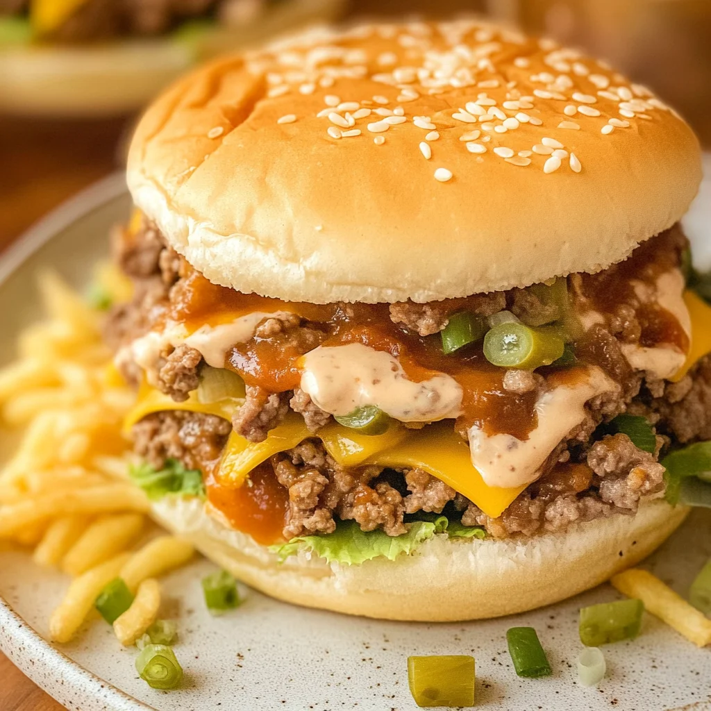 Recipe preparation for Lightened Up Big Mac Sloppy Joes Recipe