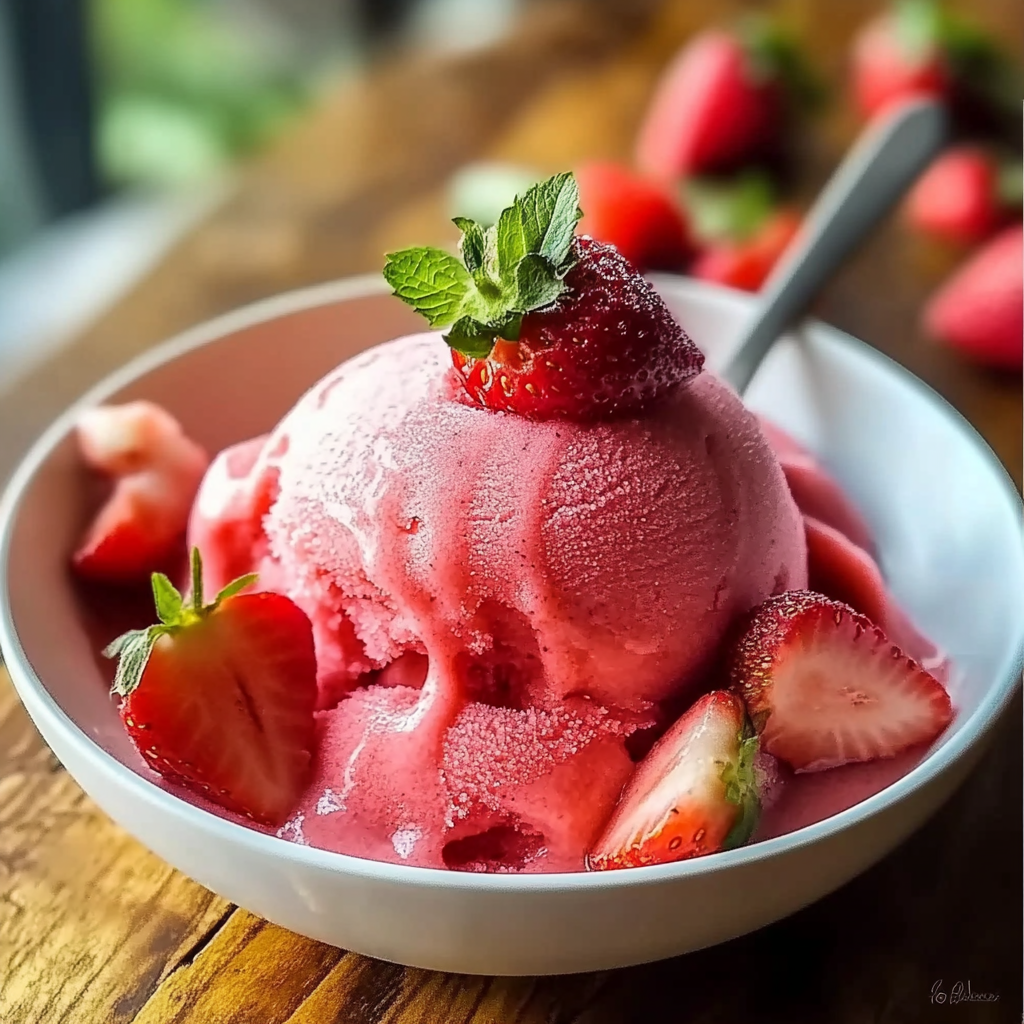 Recipe preparation for Strawberry Sorbet Recipe