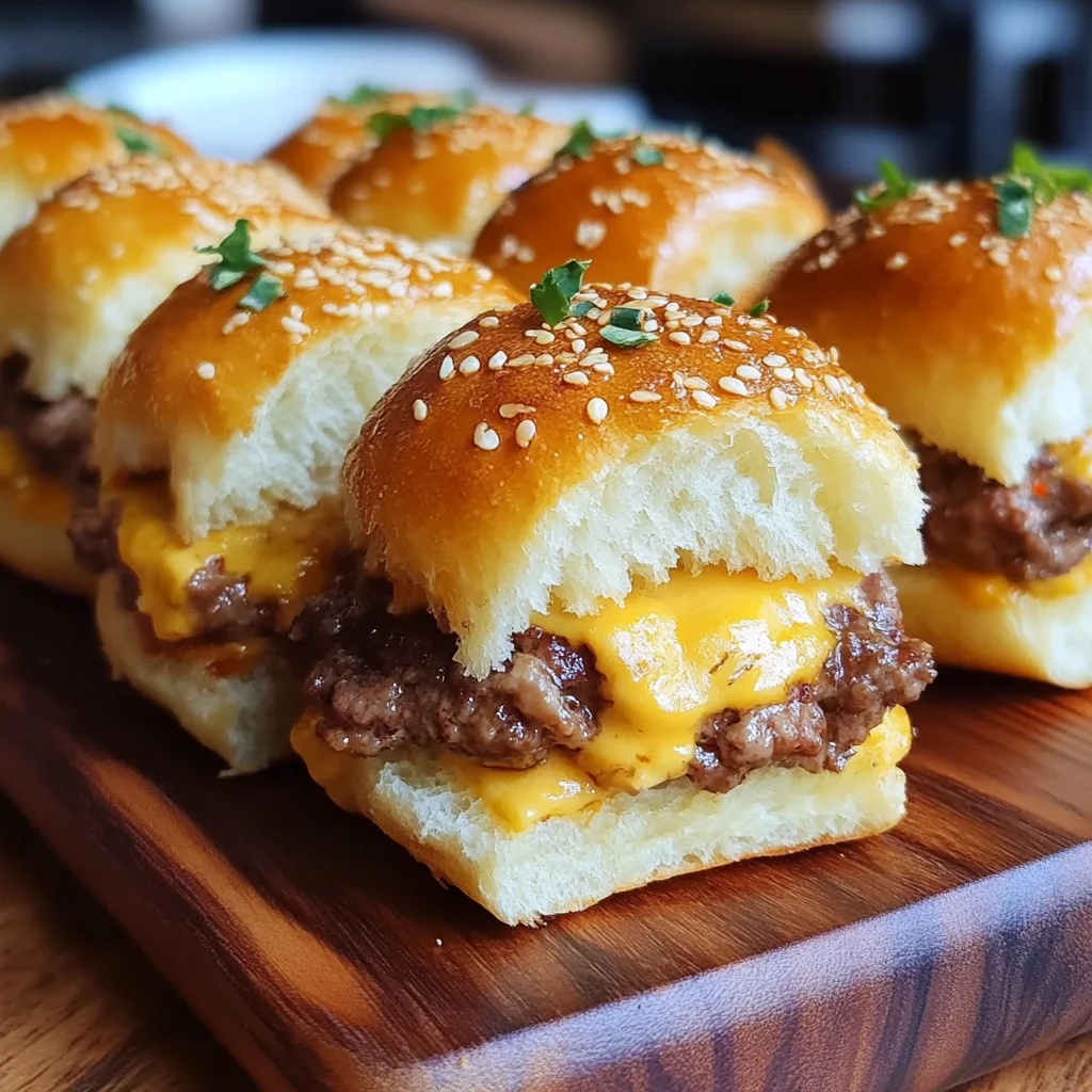 Recipe preparation for Cheeseburger Sliders with Hawaiian Rolls