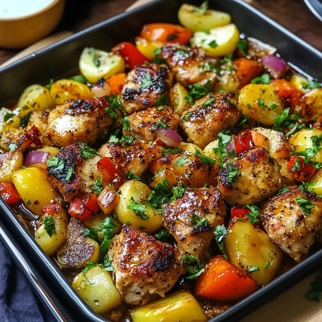 Recipe preparation for Hawaiian Chicken Sheet Pan