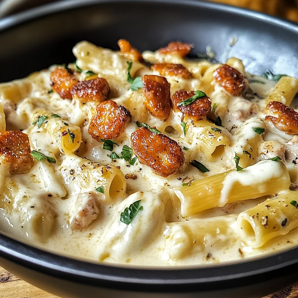 Recipe preparation for Creamy Pepper Jack Pasta Delight