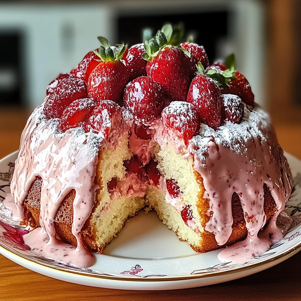 Recipe preparation for Homemade Strawberry Cream Cake