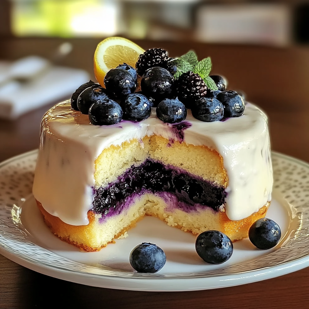Recipe preparation for Lemon Blueberry Buttermilk Dessert