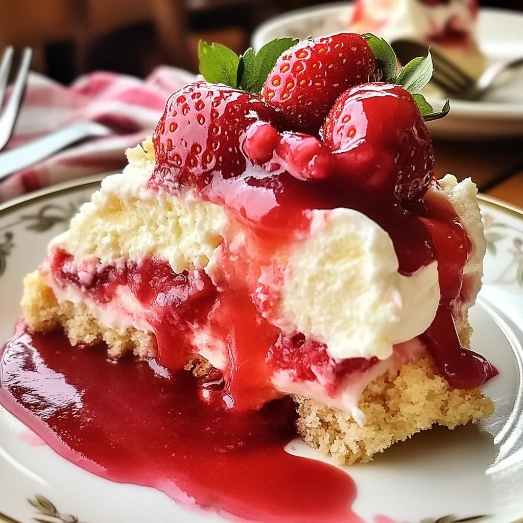 Recipe preparation for Strawberry Cheesecake Dump Cake