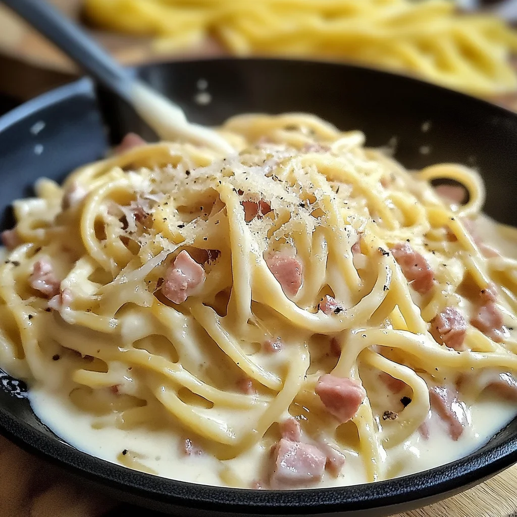 Recipe preparation for Delicious Creamy Carbonara Dish
