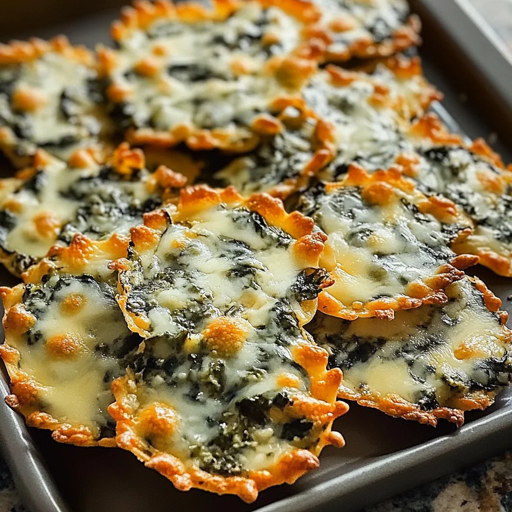 Recipe preparation for Spinach Dip Cheese Crisps