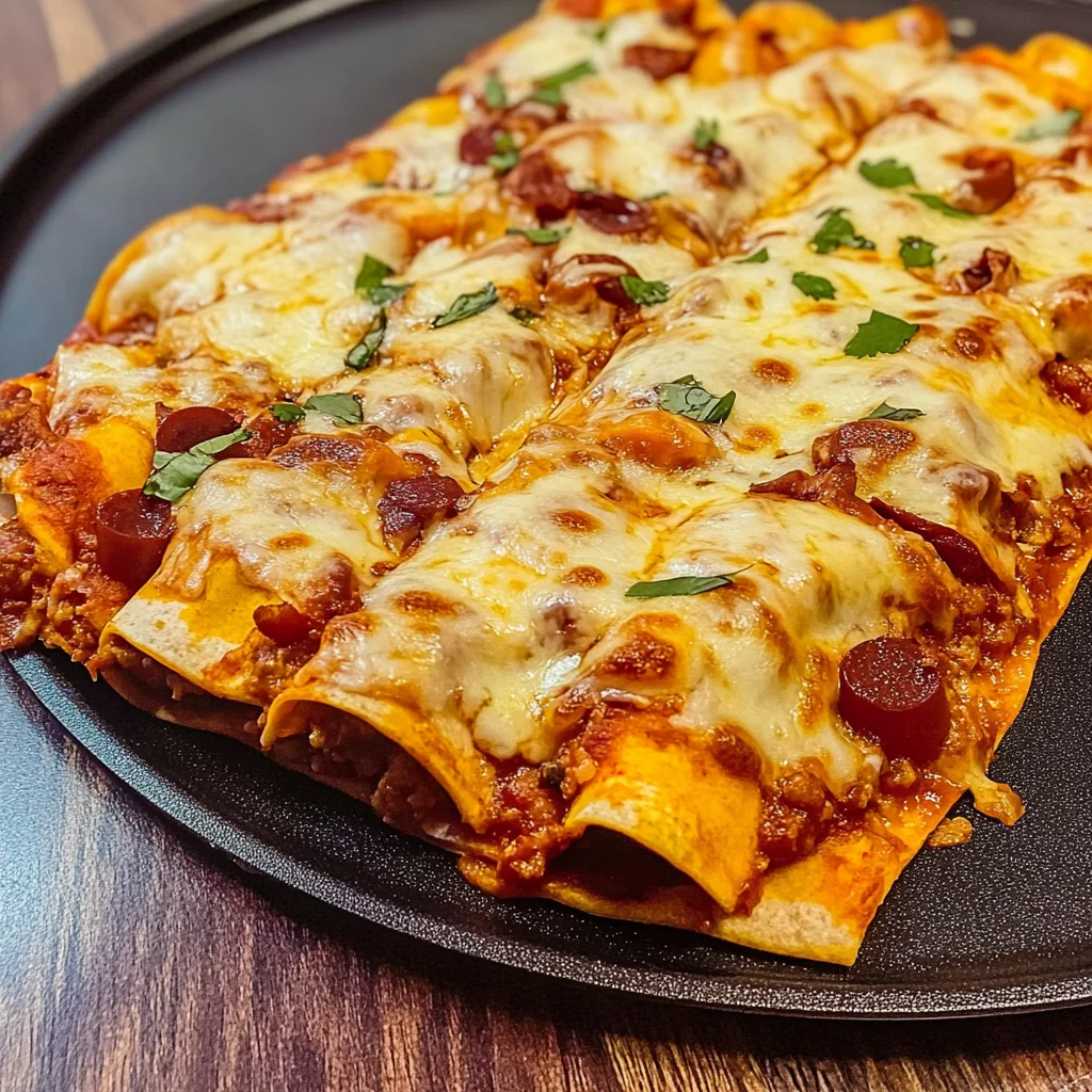 Recipe preparation for Pizza Enchiladas with a Twist