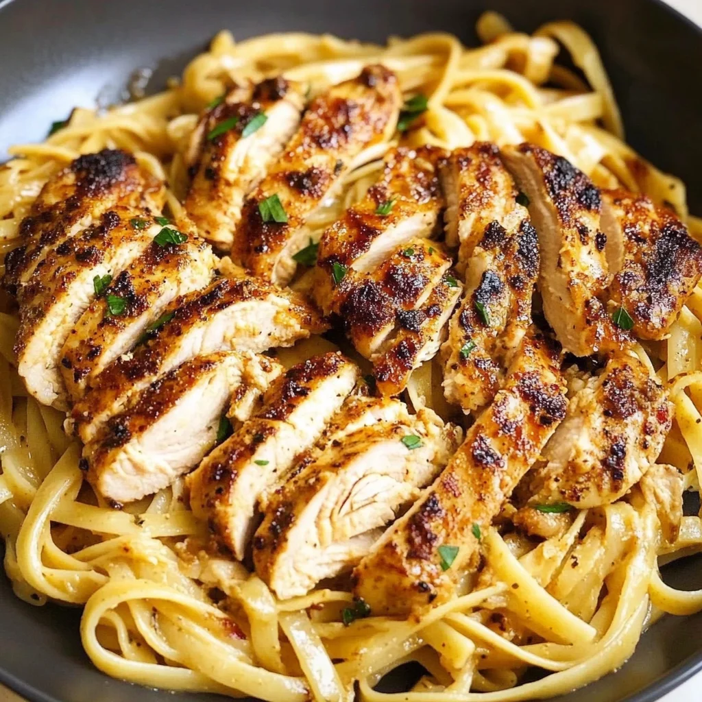 Recipe preparation for Spicy Cajun Chicken Linguine
