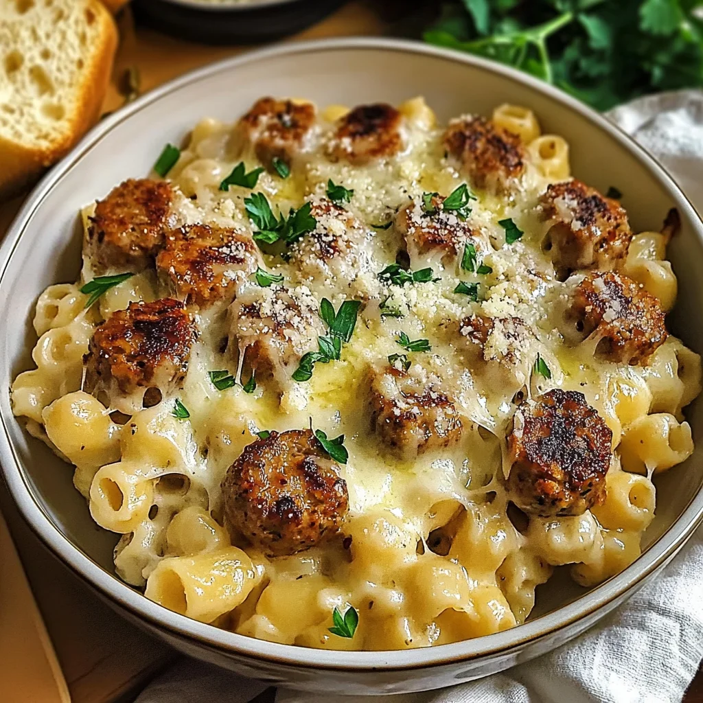 Recipe preparation for Garlic Butter Sausage Pasta