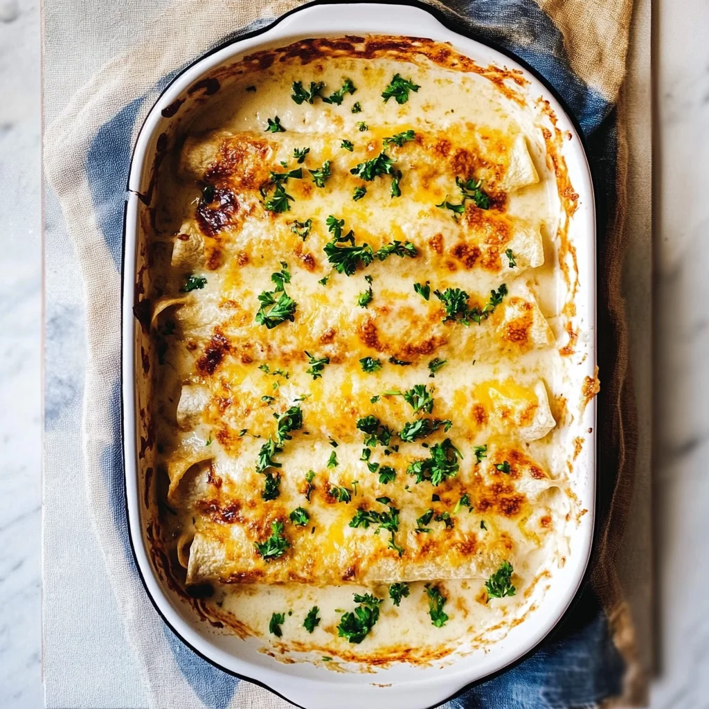 Recipe preparation for White Chicken Enchiladas