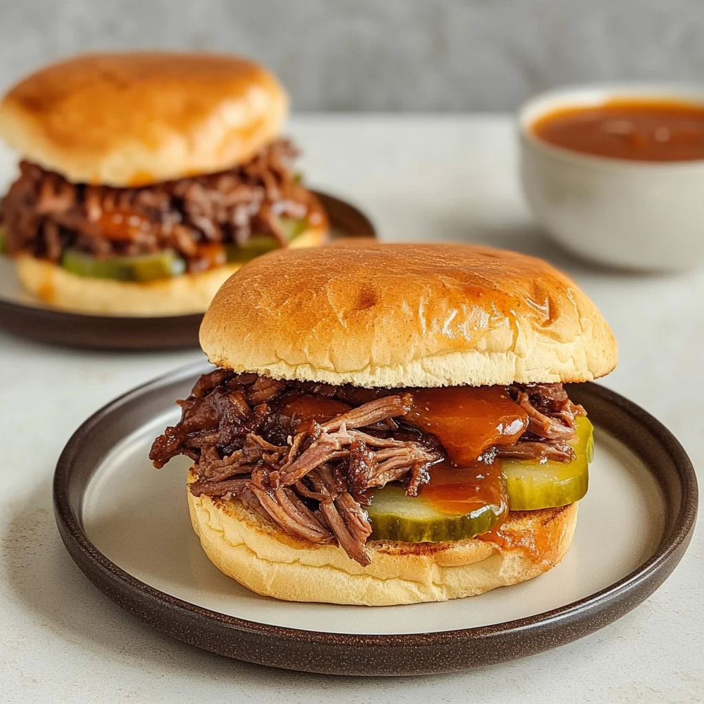 Recipe preparation for Pulled Beef Sandwiches