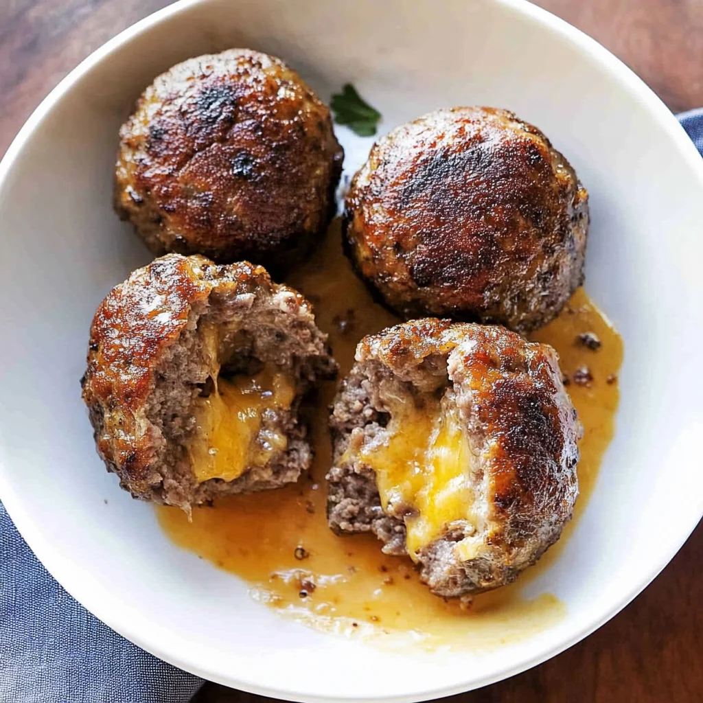 Recipe preparation for Smoked Cheese Stuffed Meatballs