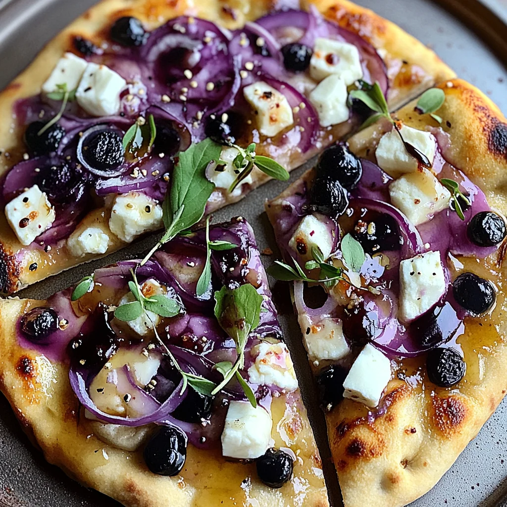 Recipe preparation for Blueberry Feta Naan Pizza