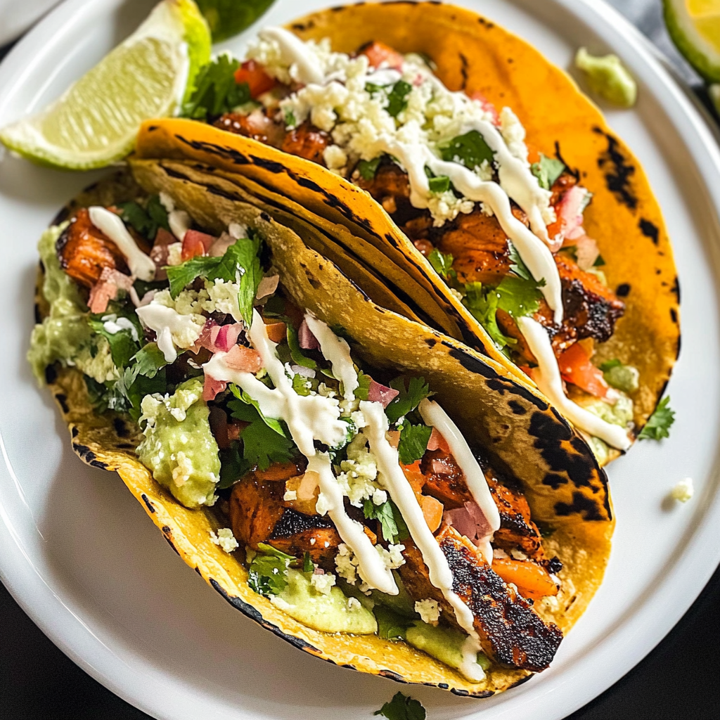 Recipe preparation for Salmon Beef Tacos