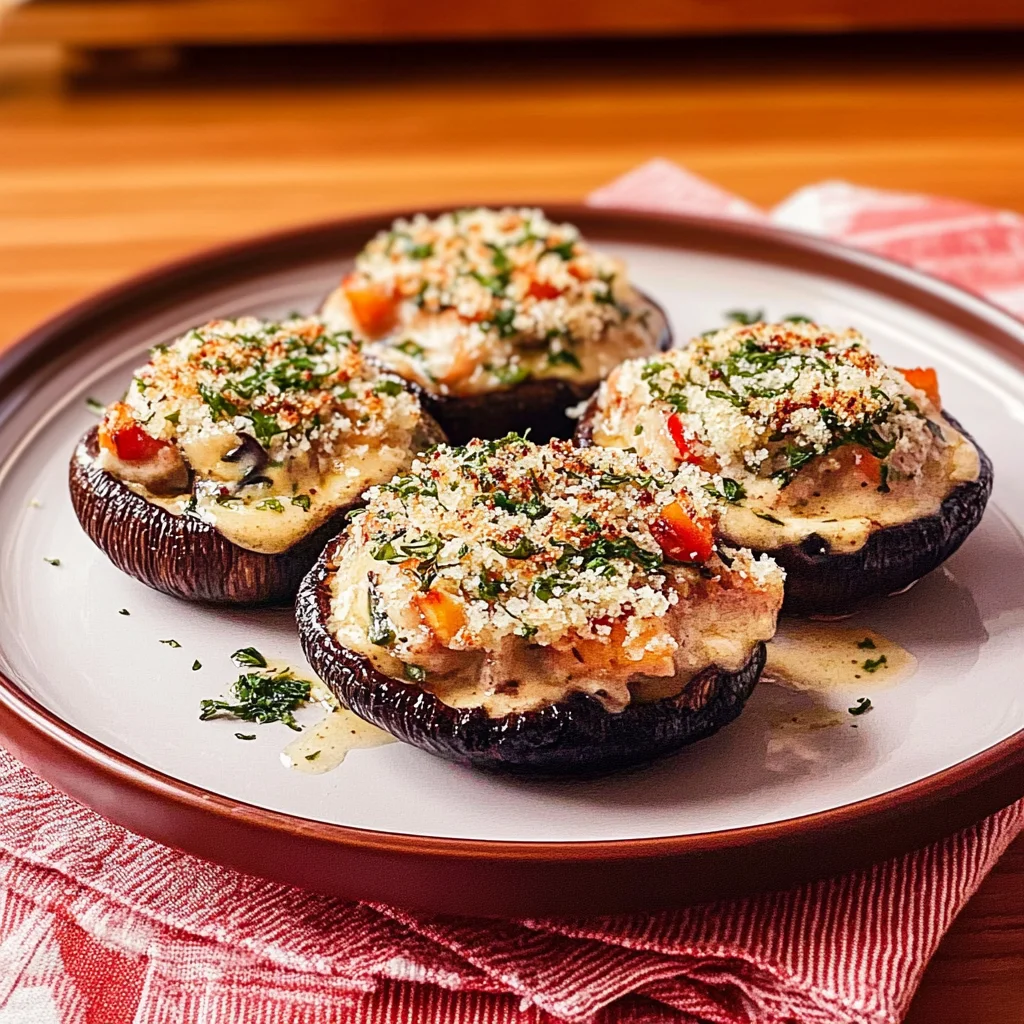 Recipe preparation for Salmon Stuffed Mushrooms