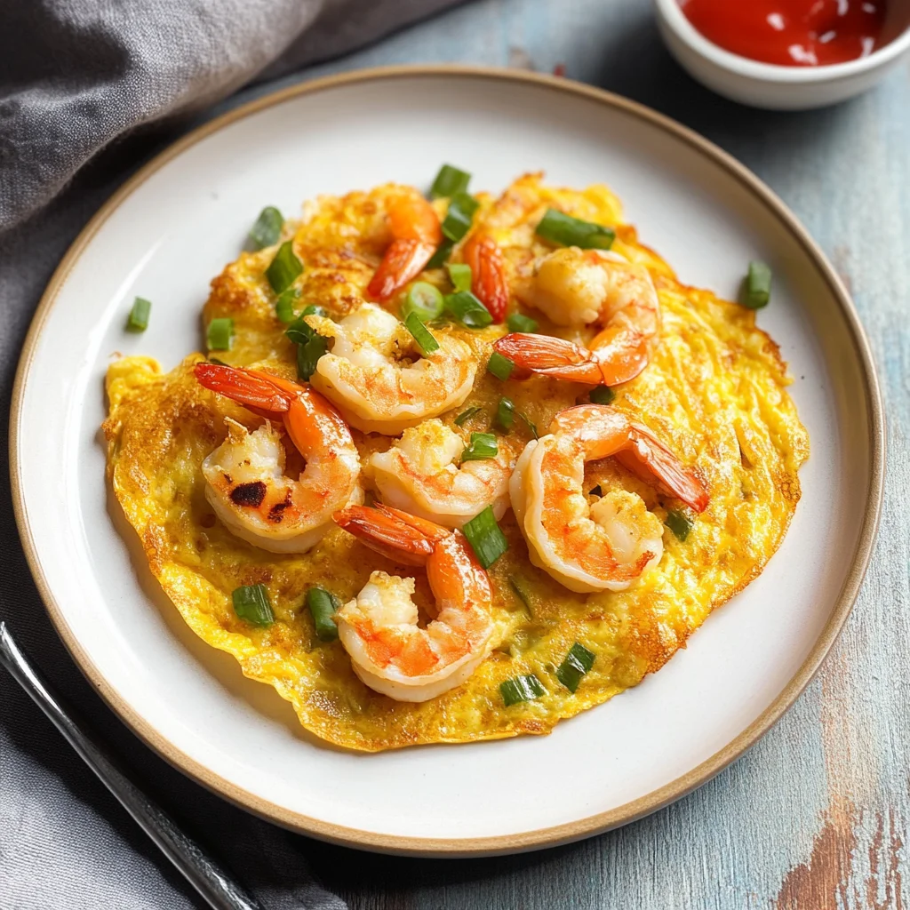 Recipe preparation for Shrimp Omelette