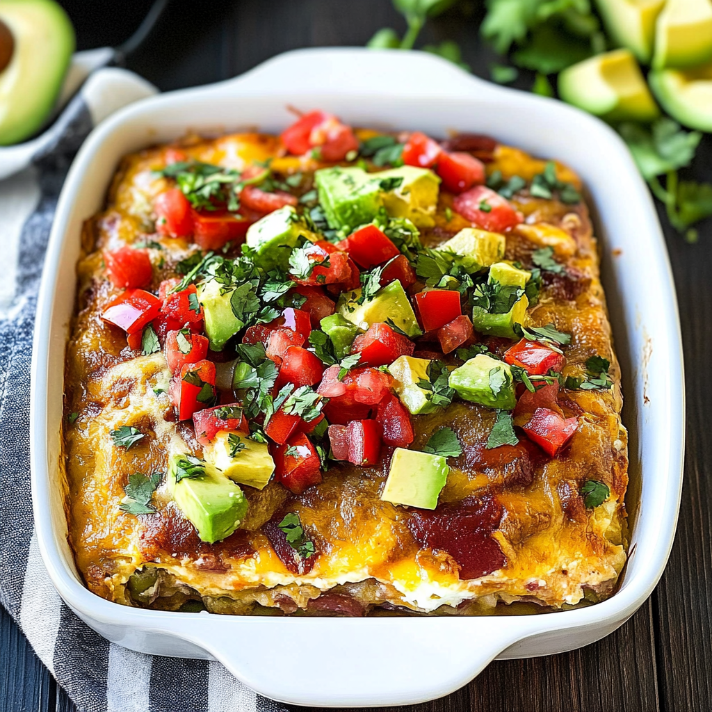 Recipe preparation for Avocado Breakfast Casserole