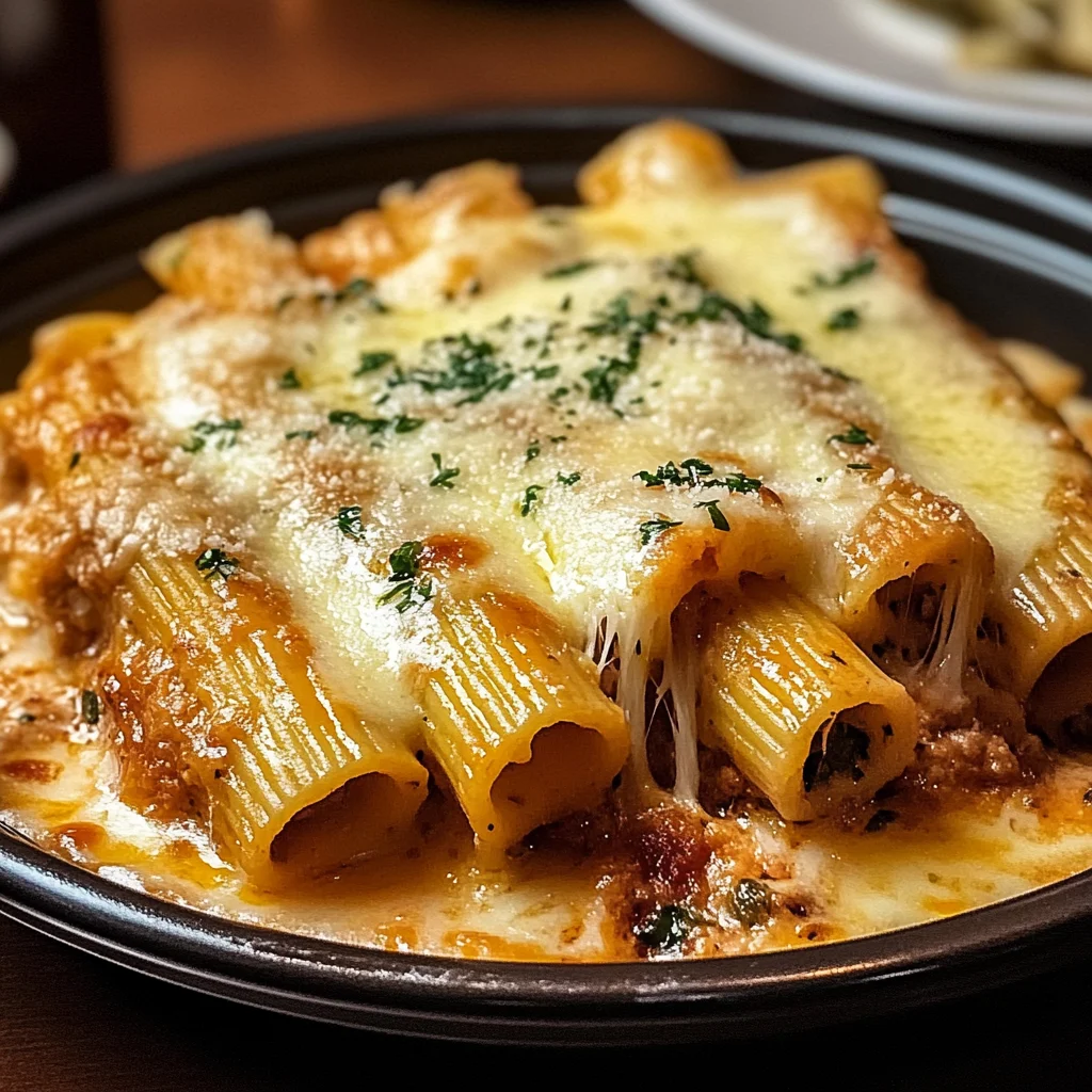 Recipe preparation for Garlic Parmesan Chicken Rigatoni