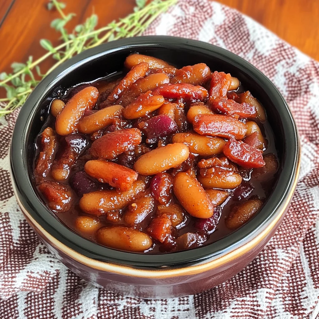 Recipe preparation for Crockpot Bacon-Bourbon Baked Beans