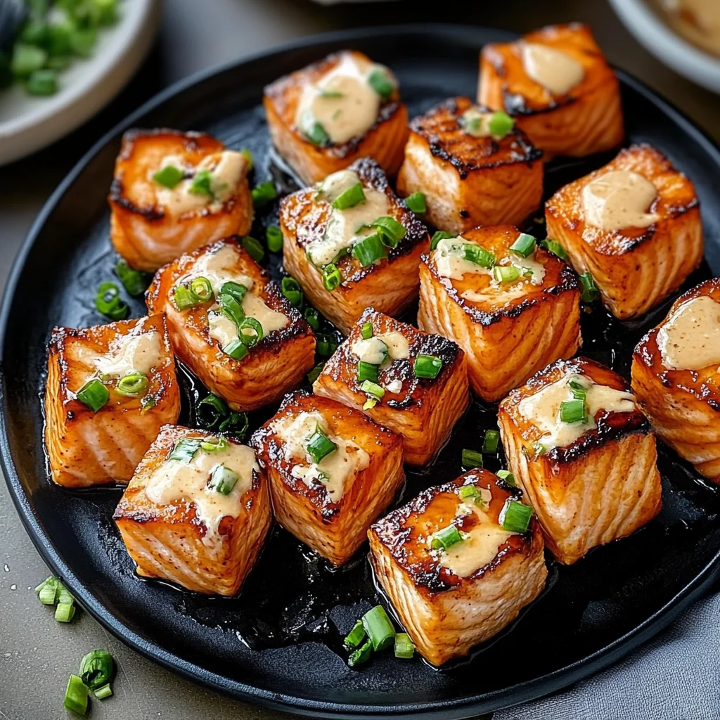 Recipe preparation for Bang Bang Salmon Bites