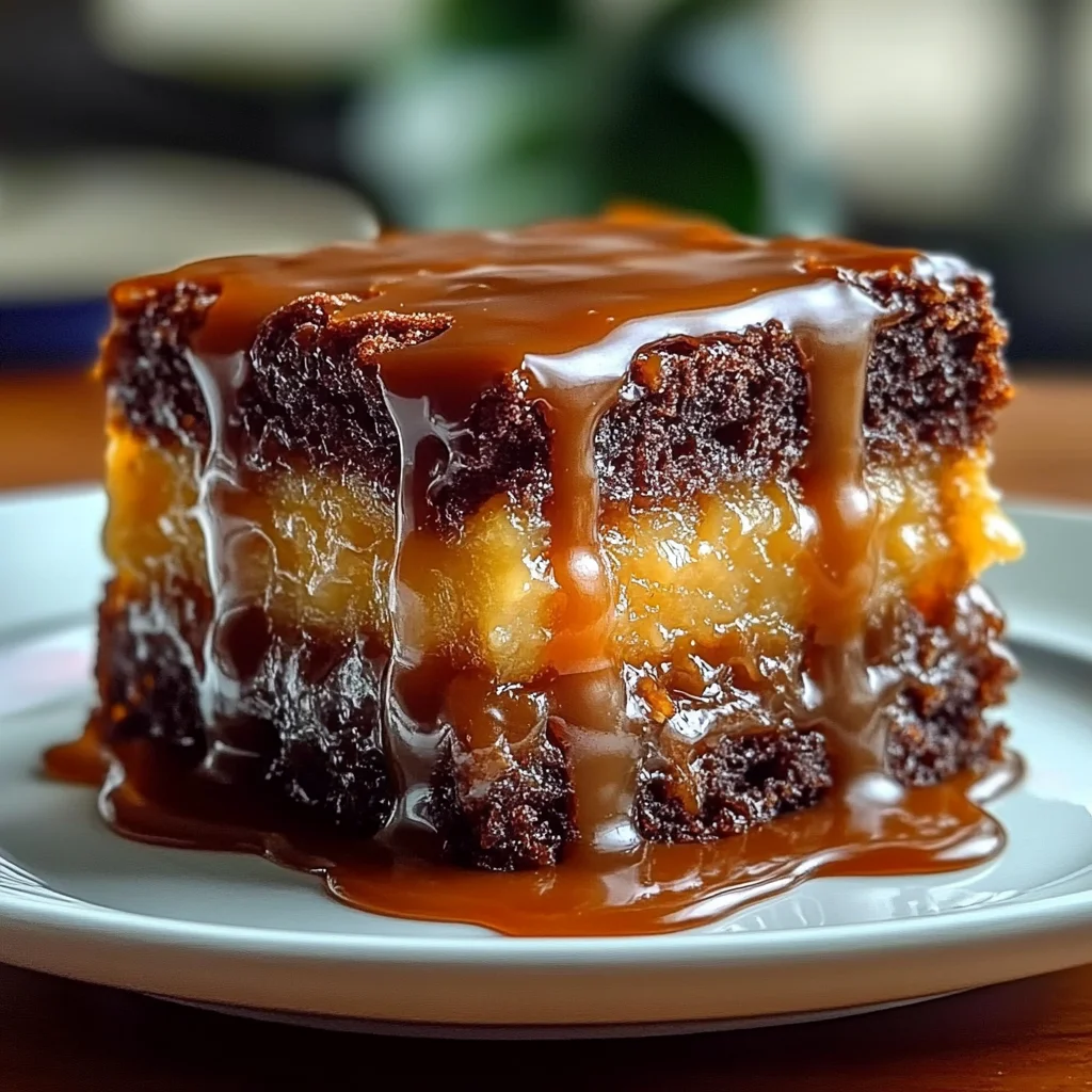 Recipe preparation for Turtle Caramel Cake