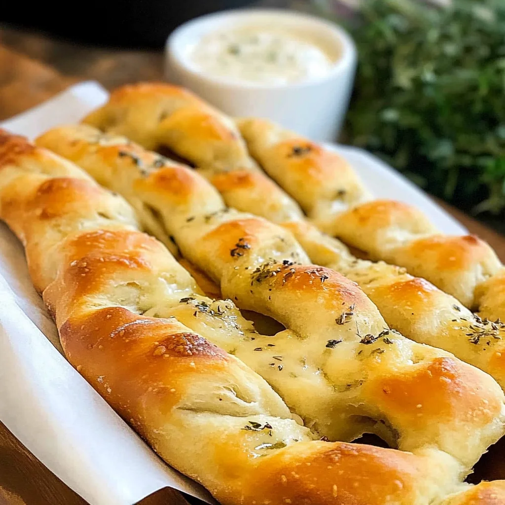 Recipe preparation for Sourdough Cheesy Breadsticks
