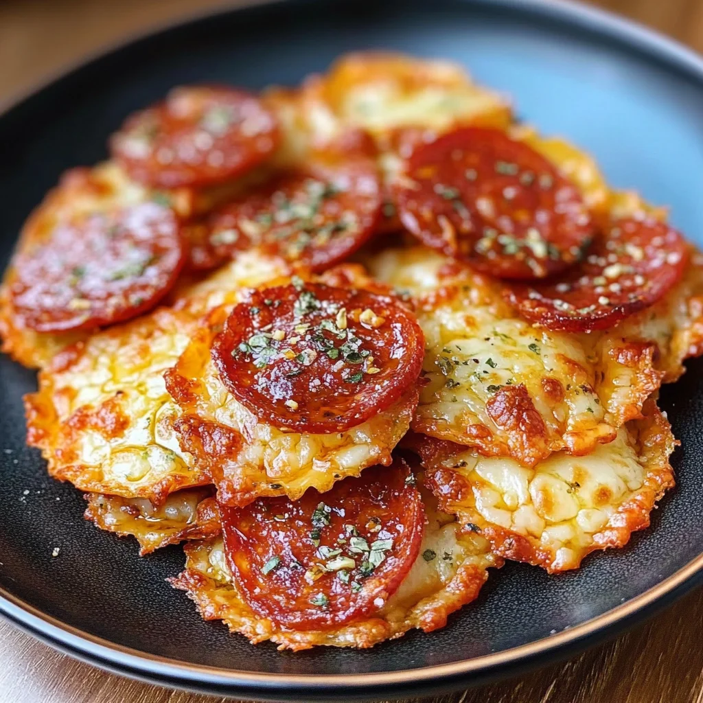 Recipe preparation for Pepperoni Cheese Crisps