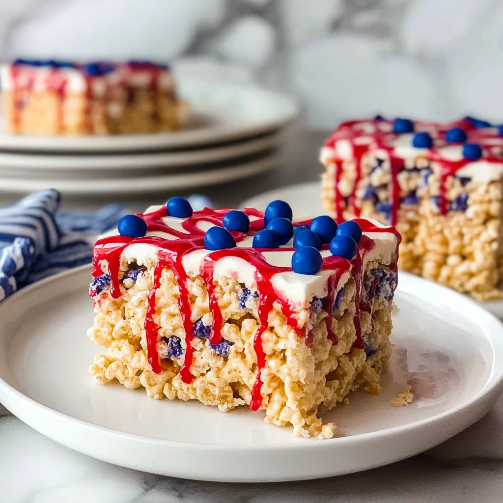 Recipe preparation for Red, White & Blue Rice Krispie Treats