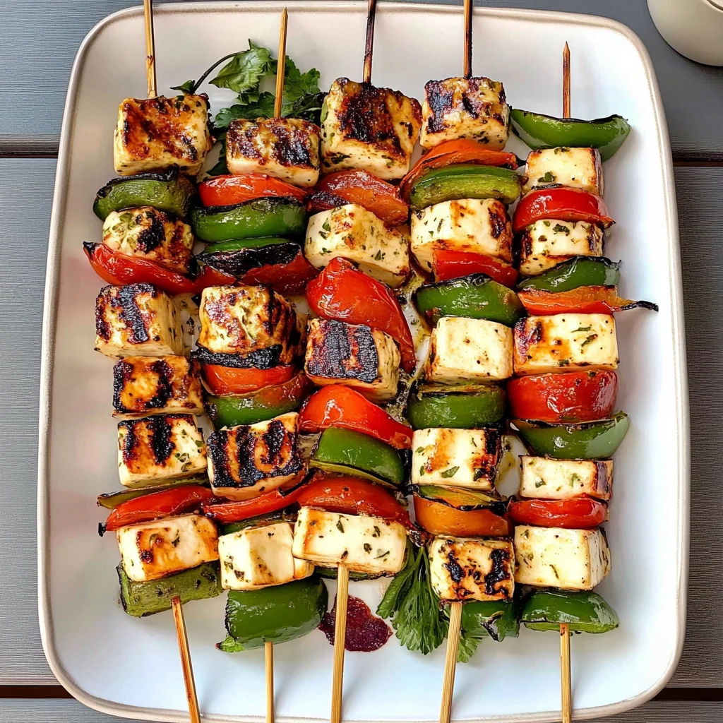 Recipe preparation for Grilled Halloumi Skewers