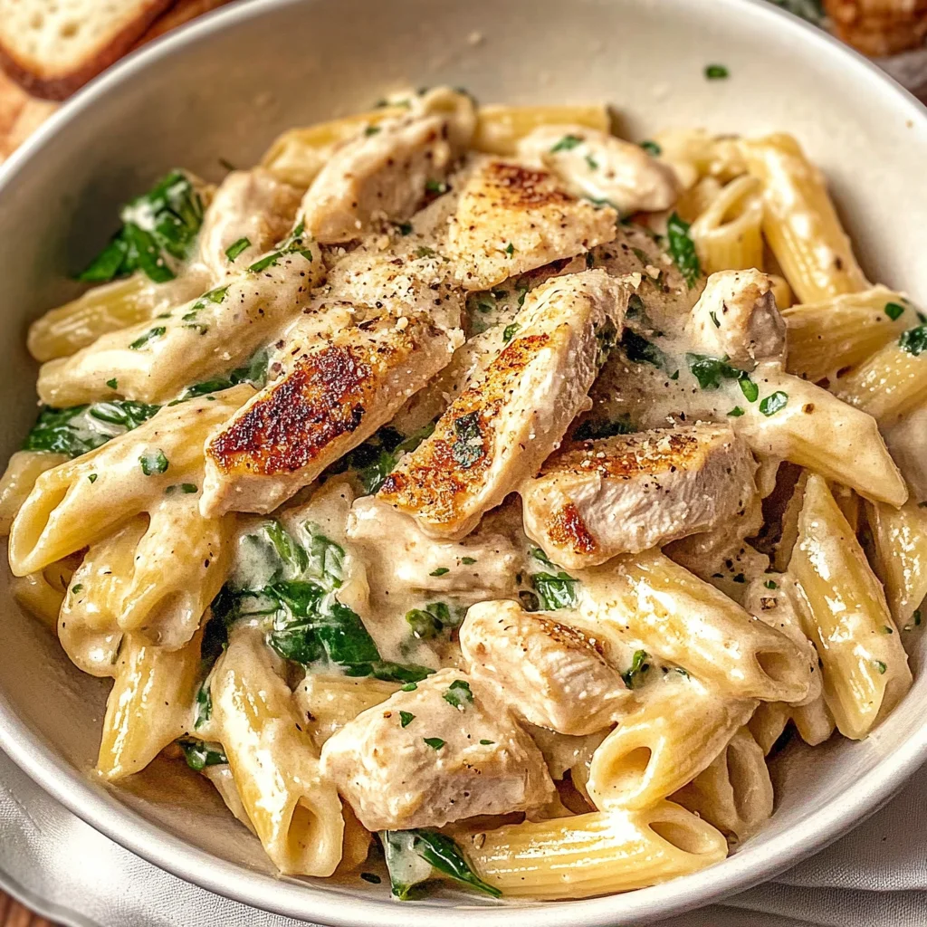 Recipe preparation for Garlic Parmesan Chicken Rotini