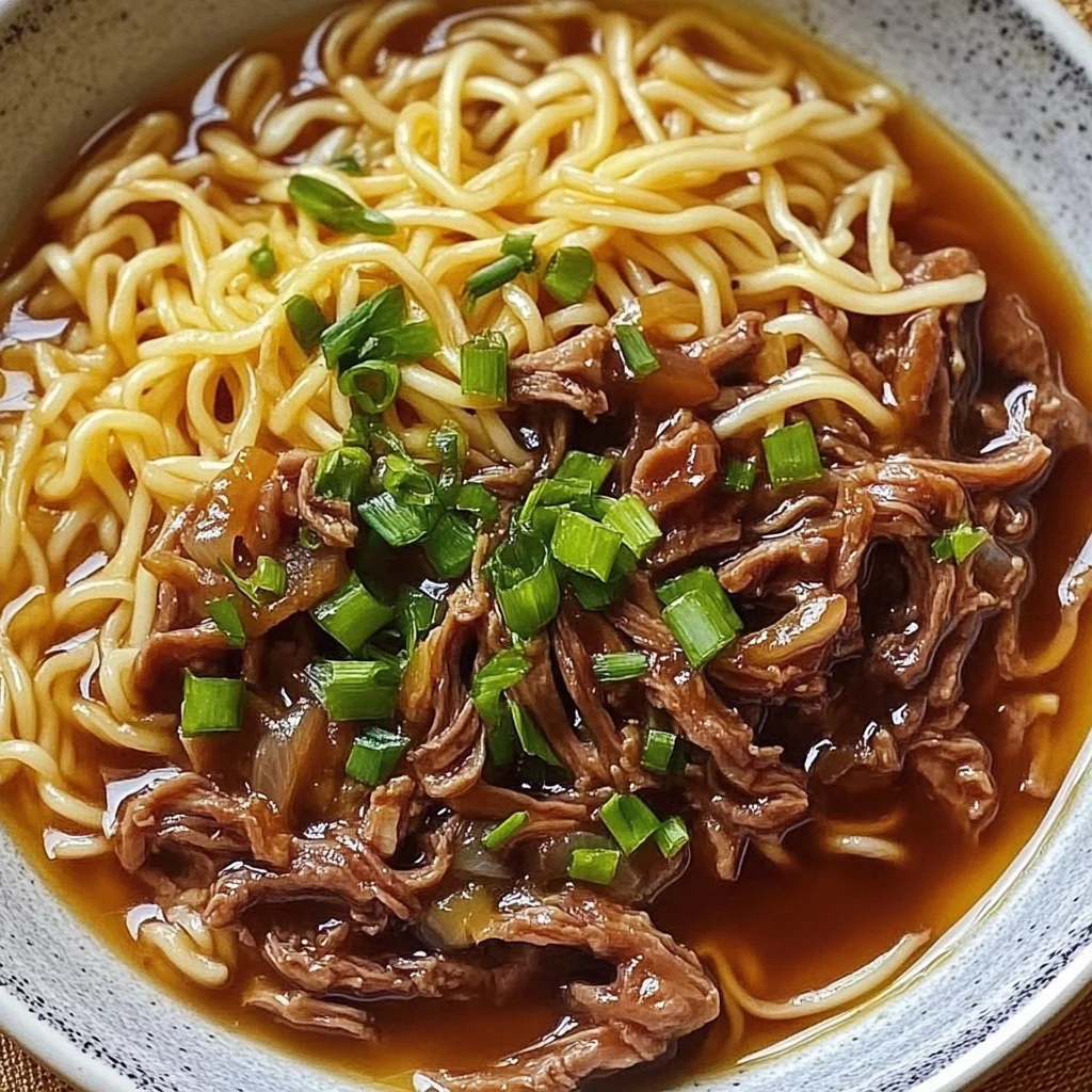 Recipe preparation for French Onion Beef Noodles