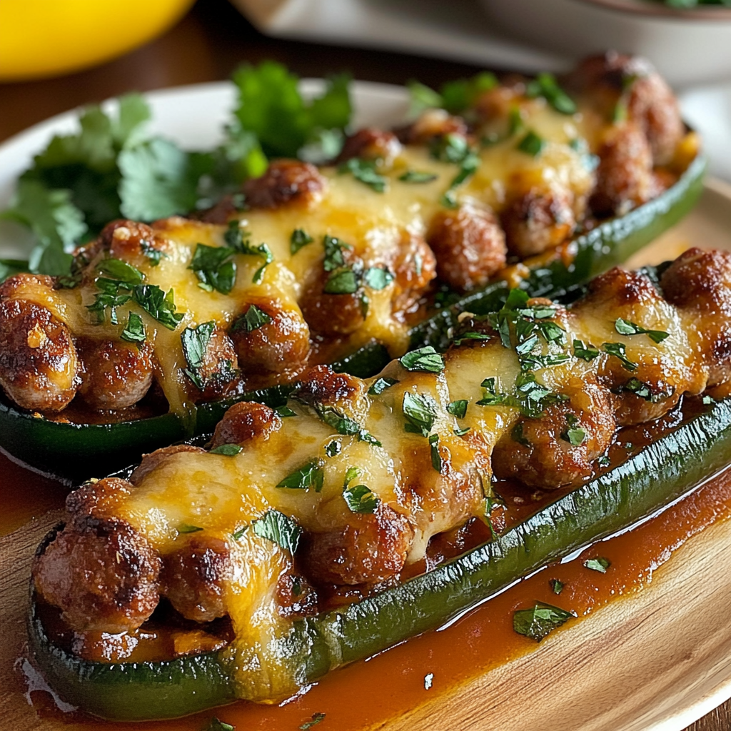 Recipe preparation for Tasty Italian Sausage Boats