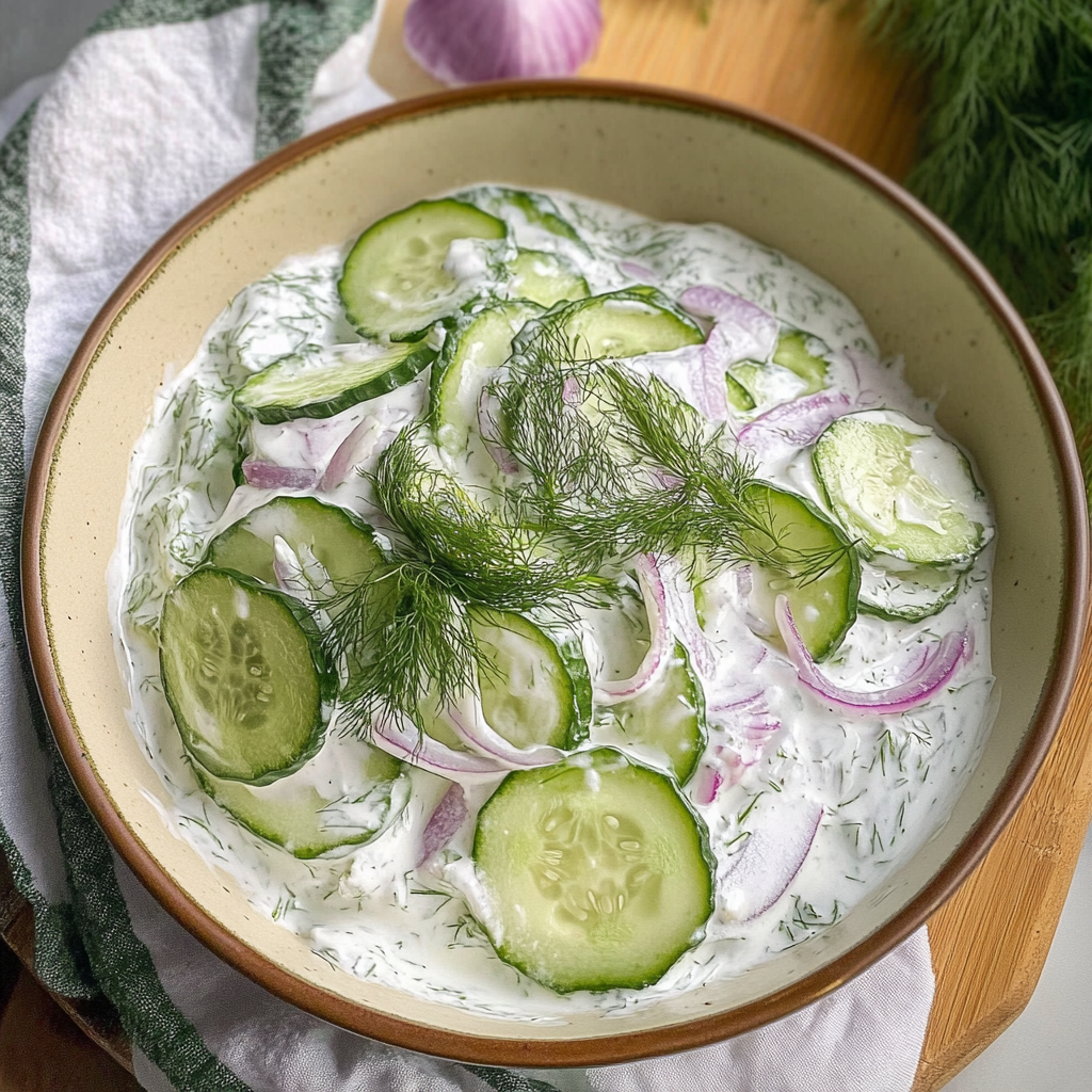 Recipe preparation for Cool and Creamy Cucumber Dill Dip