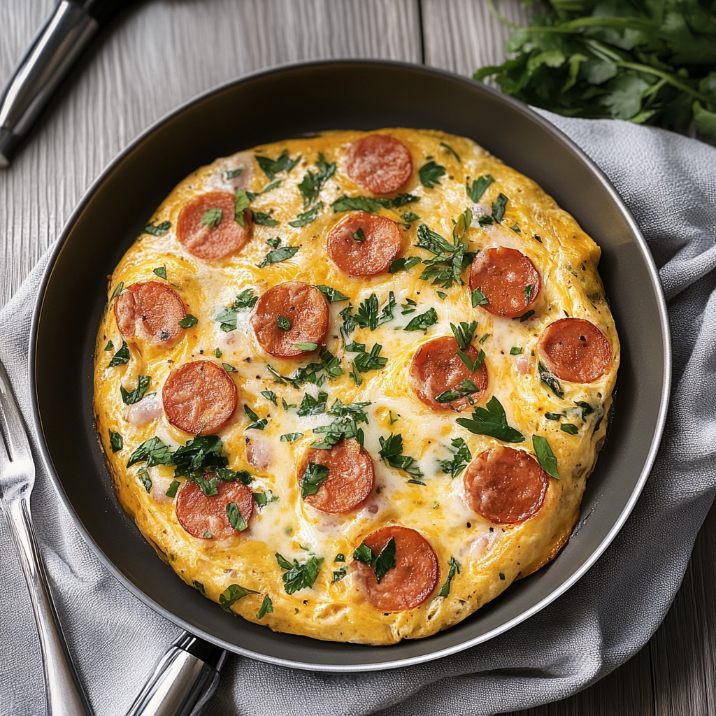 Recipe preparation for Sausage Tomato Cheese Omelet