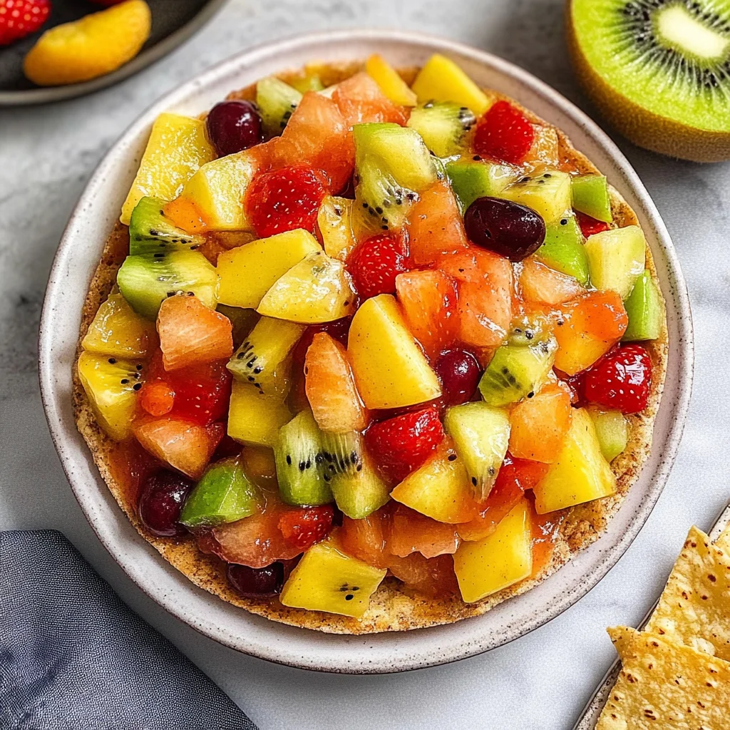 Recipe preparation for Fruit Salsa with Cinnamon Sugar Tortilla Chips